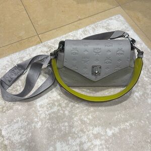 MCM Light Grey Leather Bag